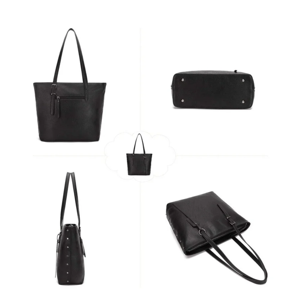 2PCS/Set Women Handbag Elegant PU Leather Satchel Purse Tote Single Shoulder Bag